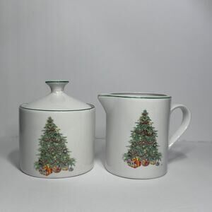 Vintage Trisa Christmas Sugar & Creamer Set